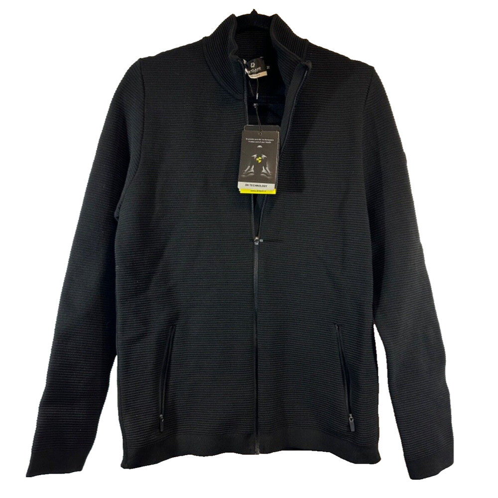 NEW Newland Mens Full Zip Ski Base Jacket Sweater size M Italy Black Ribbed